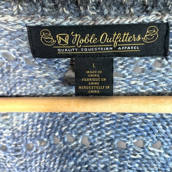 Noble Outfitters Denver Pointelle Pullover Sweater LARGE Blue Coastal Cowgirl - Picture 9 of 11